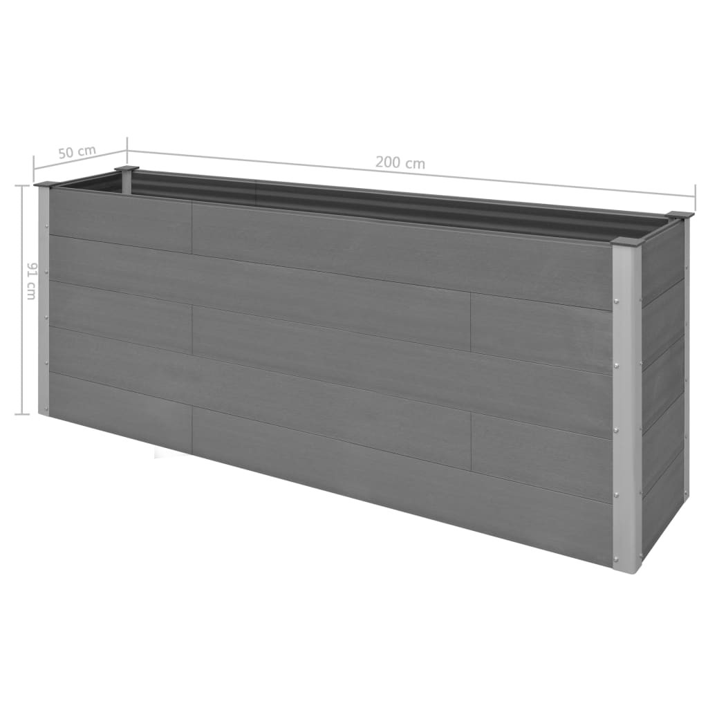 Garden Raised Bed Grey 200x50x91 cm WPC